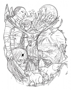 ZombieVignetteColoringImage